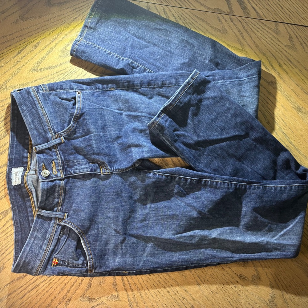 Hudson Beth Baby Bootcut Jeans Med Wash Blue Denim Size 28 Flap Pocket Low Rise